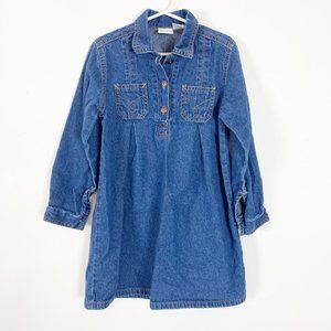 Field Gear Girl's Denim Long Sleeve Pullover Collared Dress Size 5
